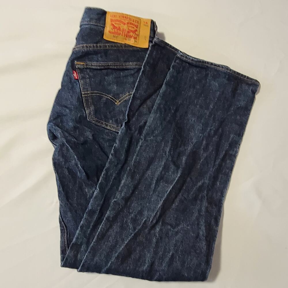 Mens Levis 501 Button Fly Dark Wash Jeans 32x32 Mid Rise